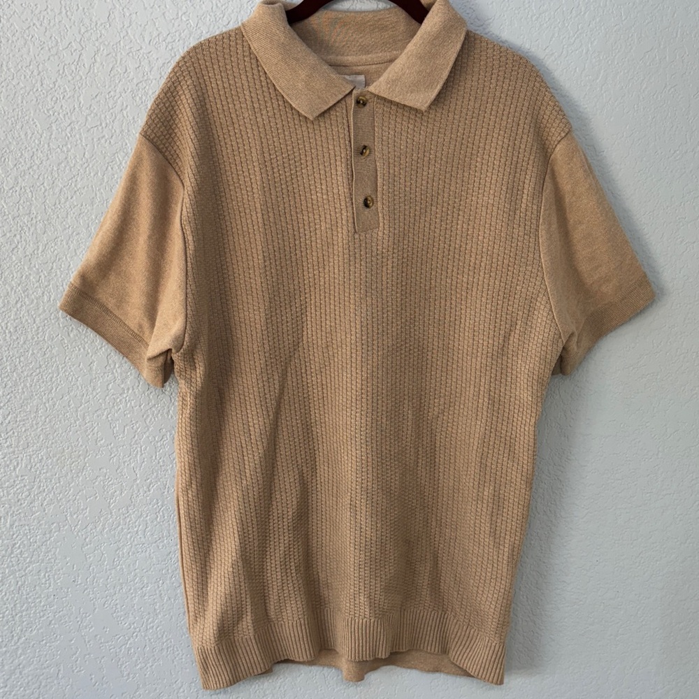 Craft + Flow Classic Beige textured Polo Shirt for Men size L